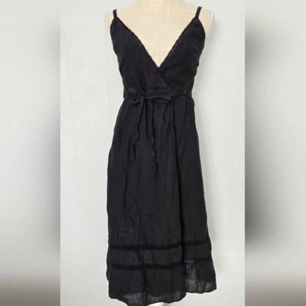 Aritzia Wilfred La Bohéme Léger Linen Wrap Dress – Black